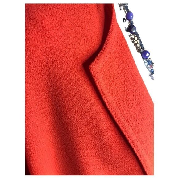 Emanuel Ungaro Bright Orange Open Front Belted Jacket Size 6 Petite - Picture 3 of 9